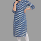 House of RP Women's Blue Cotton Floral Print Straight Kurta | Swadesiicart