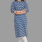 House of RP Women's Blue Cotton Floral Print Straight Kurta | Swadesiicart