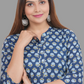 House of RP Women's Blue Cotton Floral Print Straight Kurta | Swadesiicart