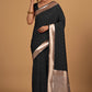 Monjolika Fashion Black Color Elegant Banarasi Silk SareeWith Gold Zari Weaving Work | Swadesiicart
