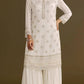 Anaita White Heavy Chinon Suit With Embroidery Bits Work