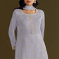 Anaita Lavender Heavy Chinon Suit With Embroidery Bits Work