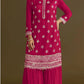 Anaita Red Heavy Chinon Suit With Embroidery Bits Work