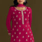 Anaita Red Heavy Chinon Suit With Embroidery Bits Work