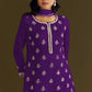 Anaita Violet Heavy Chinon Suit With Embroidery Bits Work