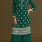 Anaita Dark Green Heavy Chinon Suit With Embroidery Bits Work