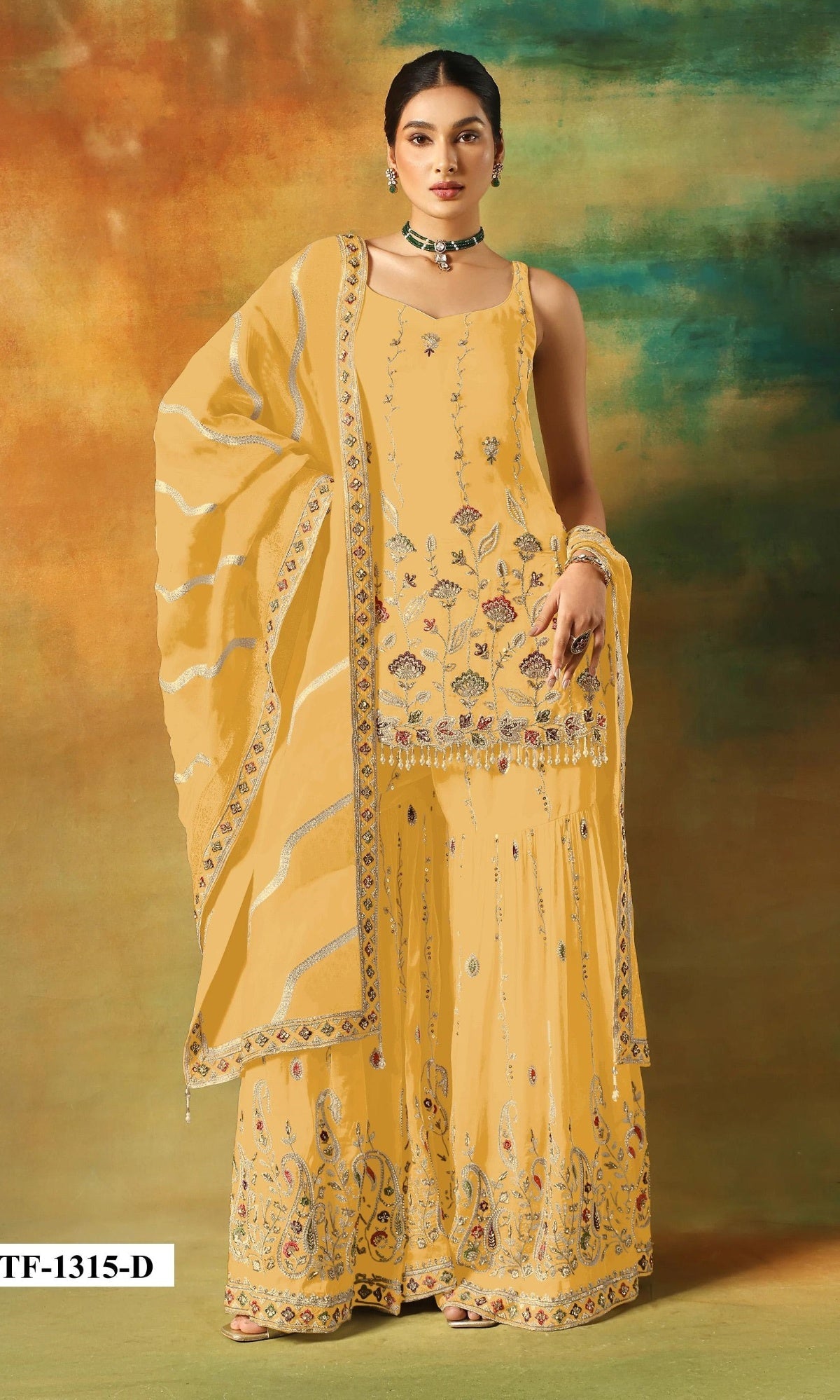 Anaita Yellow Heavy Fox Georgette Suit With Embroidery Work