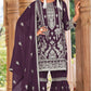 Anaita Purple Nylon Organza Suit With Embroidery & Mirror Work