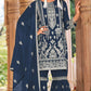 Anaita Navy Blue Nylon Organza Suit With Embroidery & Mirror Work