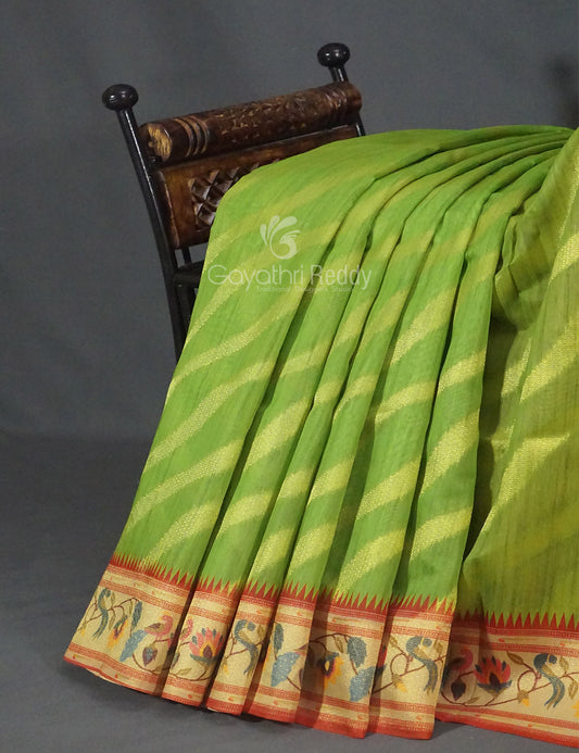 Parrot Green Colour Leheriya Design Regular Wear Saree By Gayathri Reddy Designer Studio | Swadesiicart