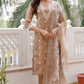 Vaasva Women Brown Linen Kurta Embroidered Kurta Set With Solid Pants & Dupatta | Swadesiicart