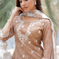 Vaasva Women Brown Linen Kurta Embroidered Kurta Set With Solid Pants & Dupatta | Swadesiicart