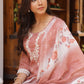 Vaasva Women Pink Linen Kurta Embroidered Kurta Set With Solid Pants & Dupatta | Swadesiicart