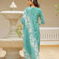 Vaasva Women Green Linen Kurta Embroidered Kurta Set With Solid Pants & Dupatta | Swadesiicart