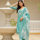Vaasva Women Green Linen Kurta Embroidered Kurta Set With Solid Pants & Dupatta | Swadesiicart