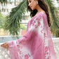 Vaasva Women Mangenta Linen Kurta Embroidered Kurta Set With Solid Pants & Dupatta | Swadesiicart