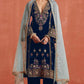 Anaita Navy Heavy Velvet Suit With Embroidery Work