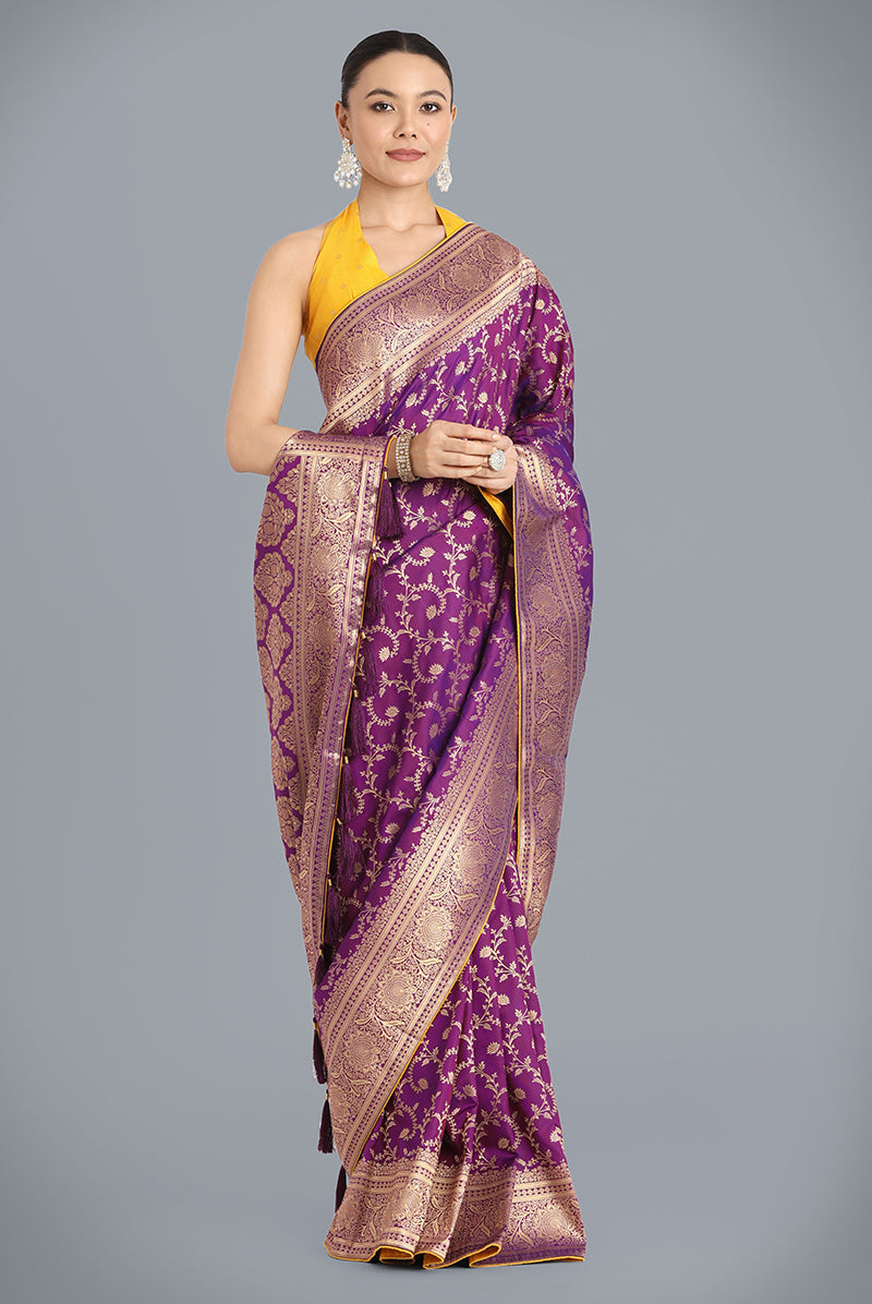 Monjolika Fashion Purple Color Banarasi Silk Wedding Collection Saree | Swadesiicart