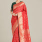 Monjolika Fashion Red Color Banarasi Silk Wedding Collection Saree | Swadesiicart