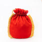 NR By Nidhi Rathi Red & White SHRINATHJI Embroidered Potli Clutch - Swadesiicart