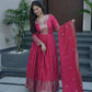 Lorenvalley Fashion Gajari Pink Shimmer Silk Embroidery Sequins Work Anarkali Gown with Dupatta | Swadesiicart