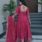 Lorenvalley Fashion Gajari Pink Shimmer Silk Embroidery Sequins Work Anarkali Gown with Dupatta | Swadesiicart