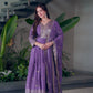 Lorenvalley Fashion Lavender Shimmer Silk Embroidery Sequins Work Anarkali Gown with Dupatta | Swadesiicart
