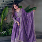 Lorenvalley Fashion Lavender Shimmer Silk Embroidery Sequins Work Anarkali Gown with Dupatta | Swadesiicart