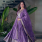 Lorenvalley Fashion Lavender Shimmer Silk Embroidery Sequins Work Anarkali Gown with Dupatta | Swadesiicart