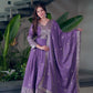 Lorenvalley Fashion Lavender Shimmer Silk Embroidery Sequins Work Anarkali Gown with Dupatta | Swadesiicart