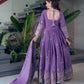 Lorenvalley Fashion Lavender Shimmer Silk Embroidery Sequins Work Anarkali Gown with Dupatta | Swadesiicart