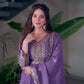 Lorenvalley Fashion Lavender Shimmer Silk Embroidery Sequins Work Anarkali Gown with Dupatta | Swadesiicart