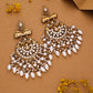 Tehzeeb Creations Modern White Opal And Silver Chandelier Drop Earrings For Woman | Swadesiicart