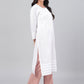 ADA Women White Chikankari Hand-Embroidered Straight Sustainable Handloom Kurta | Swadesiicart