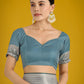 Monjolika Fashion Dusty Cyan Weaving Banarasi Satin Silk Trendy Saree For Festival | Swadesiicart