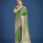 Monjolika Fashion Dusty Green Weaving Banarasi Satin Silk Trendy Saree For Festival | Swadesiicart