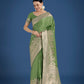 Monjolika Fashion Dusty Green Weaving Banarasi Satin Silk Trendy Saree For Festival | Swadesiicart