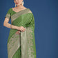 Monjolika Fashion Dusty Green Weaving Banarasi Satin Silk Trendy Saree For Festival | Swadesiicart