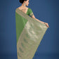 Monjolika Fashion Dusty Green Weaving Banarasi Satin Silk Trendy Saree For Festival | Swadesiicart