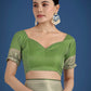Monjolika Fashion Dusty Green Weaving Banarasi Satin Silk Trendy Saree For Festival | Swadesiicart