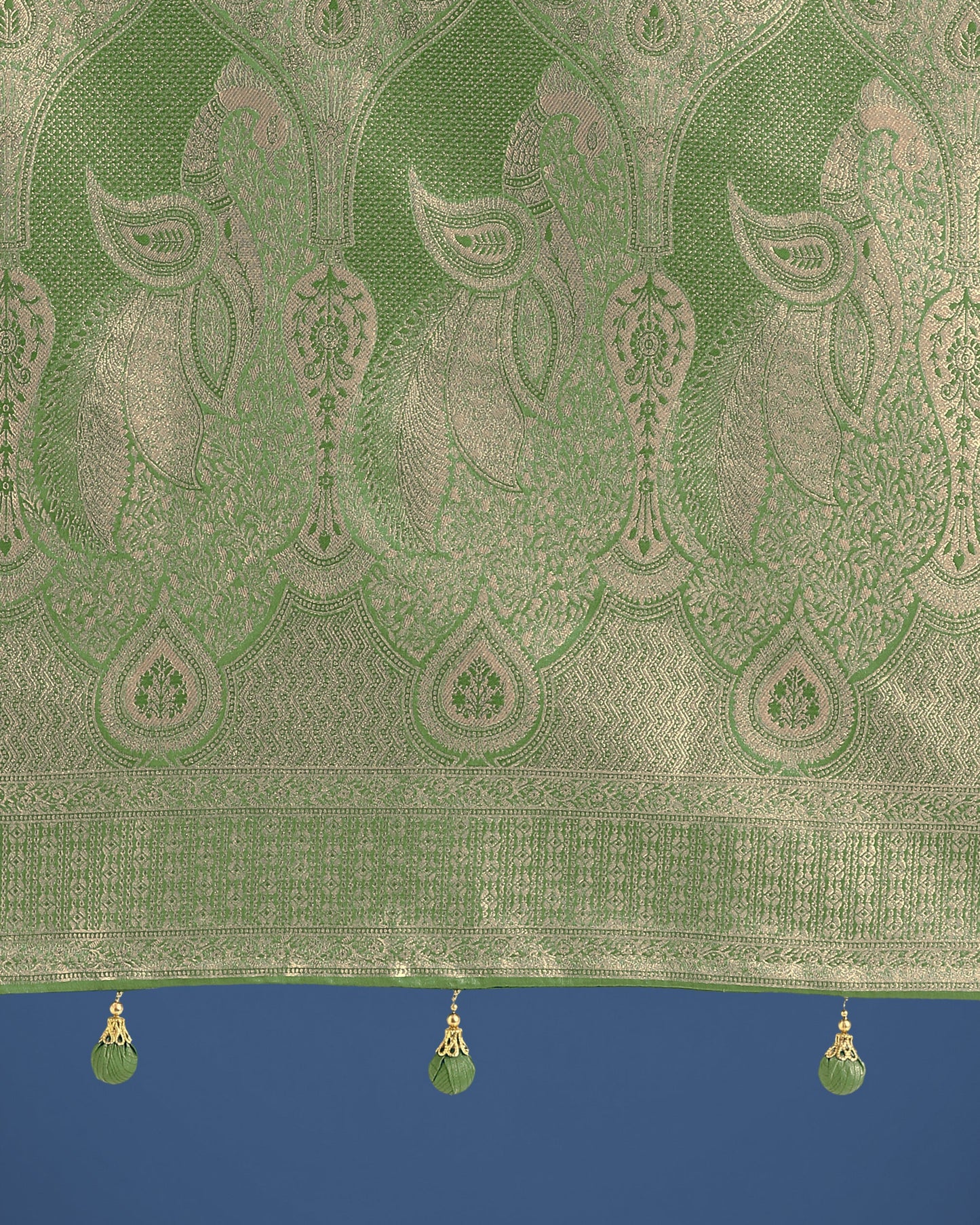 Monjolika Fashion Dusty Green Weaving Banarasi Satin Silk Trendy Saree For Festival | Swadesiicart