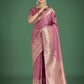 Monjolika Fashion Dusty Rose Pink Weaving Banarasi Satin Silk Trendy Saree For Festival | Swadesiicart