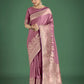 Monjolika Fashion Dusty Rose Pink Weaving Banarasi Satin Silk Trendy Saree For Festival | Swadesiicart