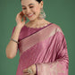 Monjolika Fashion Dusty Rose Pink Weaving Banarasi Satin Silk Trendy Saree For Festival | Swadesiicart