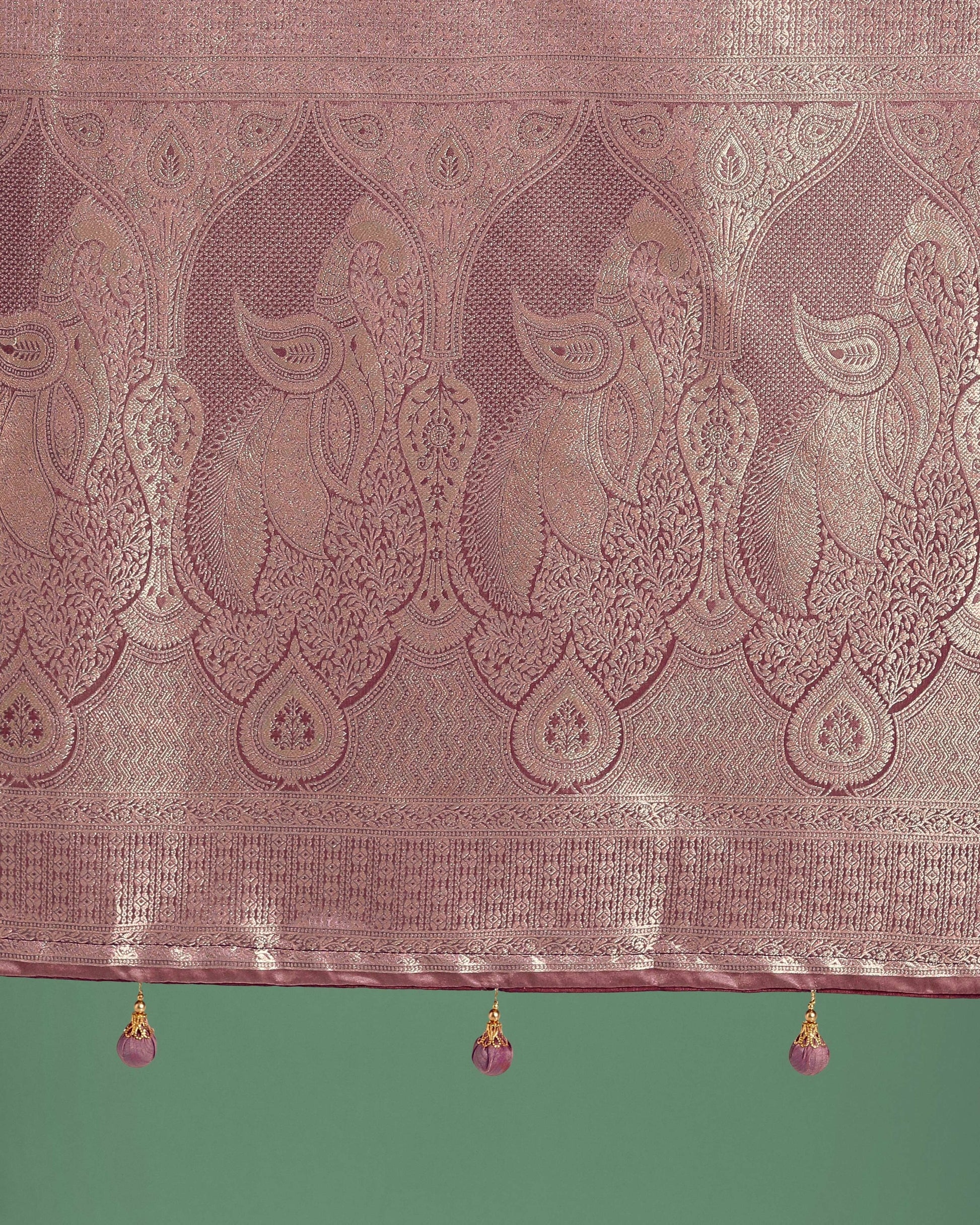 Monjolika Fashion Dusty Rose Pink Weaving Banarasi Satin Silk Trendy Saree For Festival | Swadesiicart