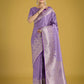 Monjolika Fashion Dusty Lavender Weaving Banarasi Satin Silk Trendy Saree For Festival | Swadesiicart