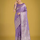 Monjolika Fashion Dusty Lavender Weaving Banarasi Satin Silk Trendy Saree For Festival | Swadesiicart