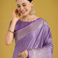 Monjolika Fashion Dusty Lavender Weaving Banarasi Satin Silk Trendy Saree For Festival | Swadesiicart