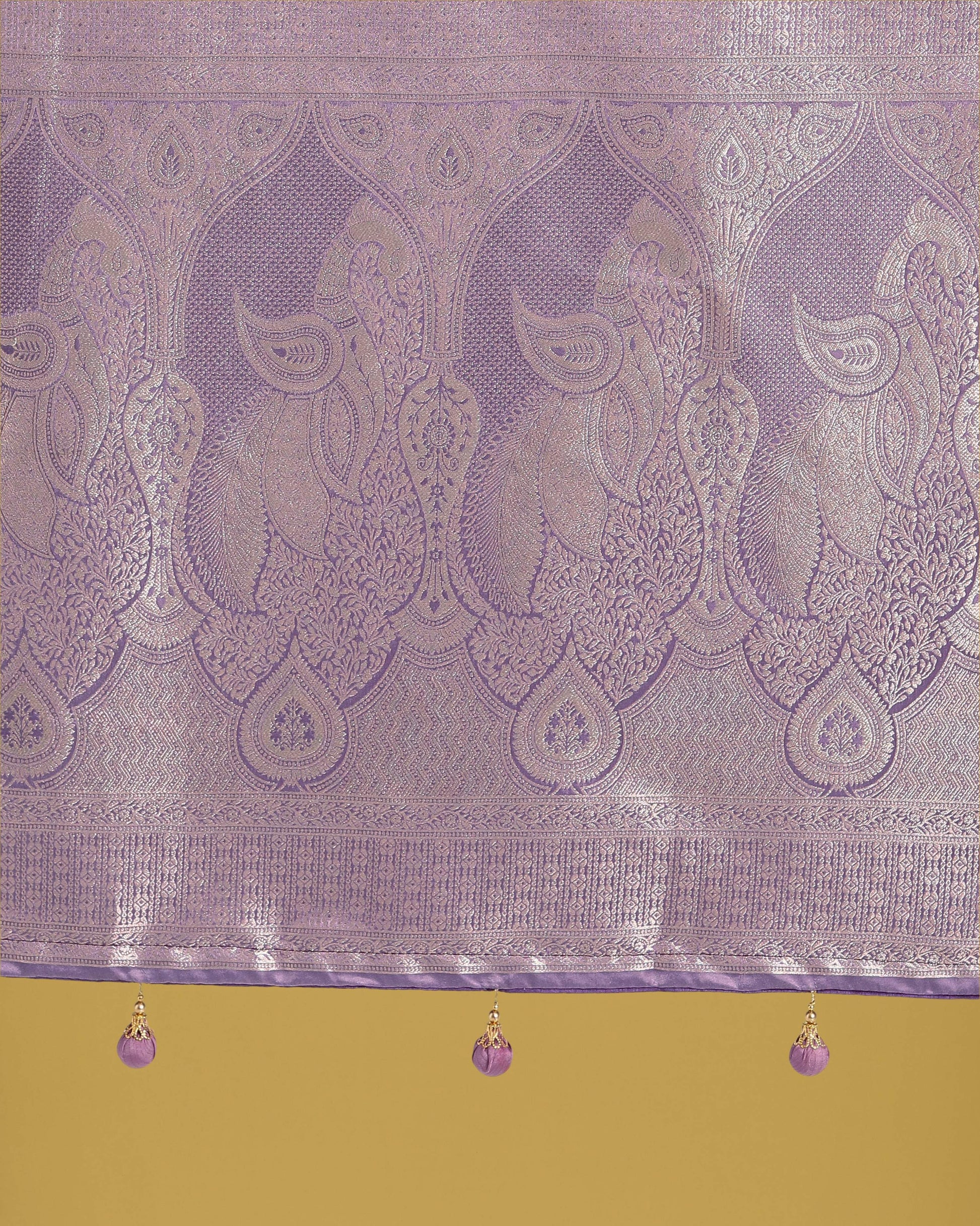 Monjolika Fashion Dusty Lavender Weaving Banarasi Satin Silk Trendy Saree For Festival | Swadesiicart