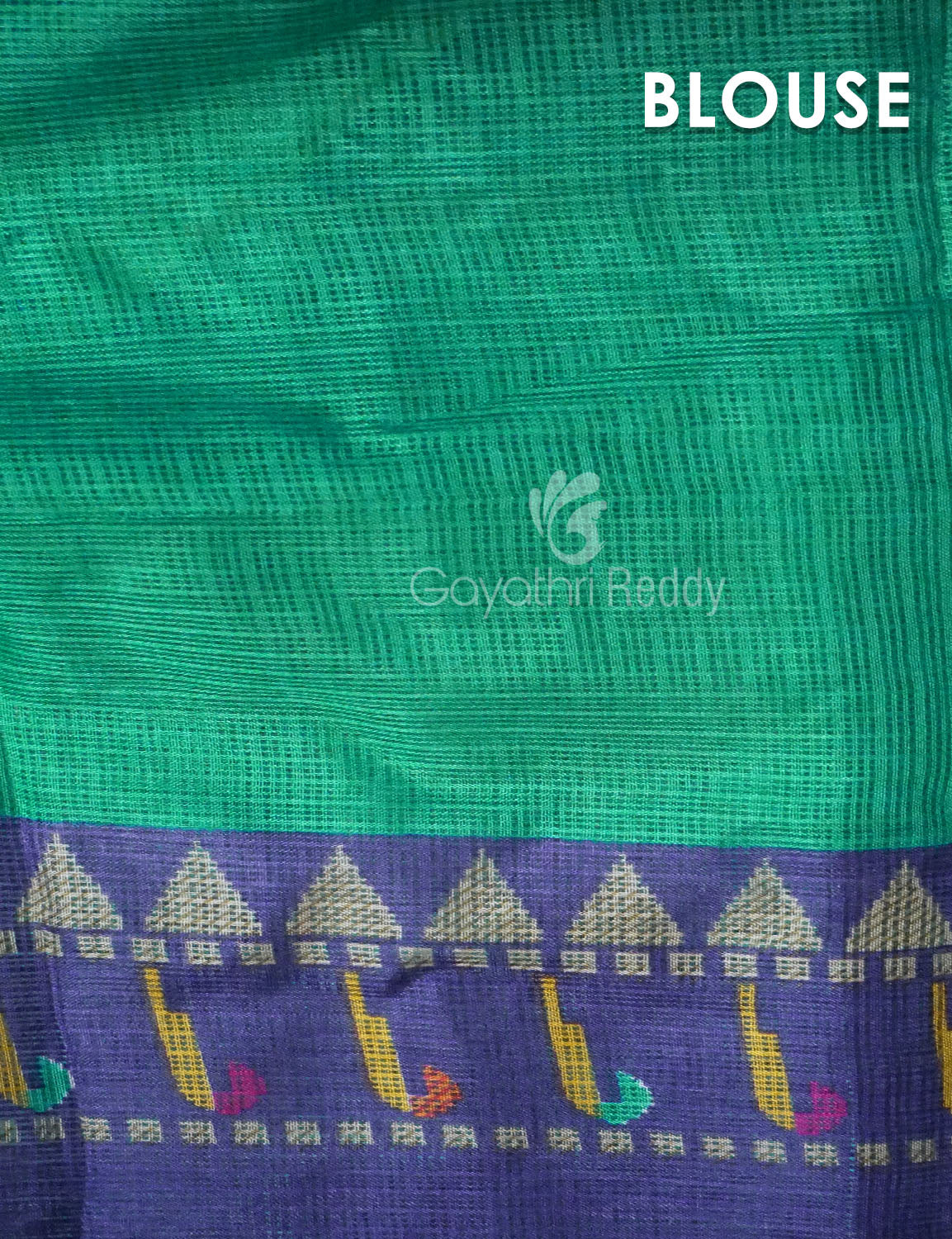 Rama Green With Contrast Navy Blue Printed Semi Soft Silk Saree By Gayathri Reddy Designer Studio | Swadesiicart